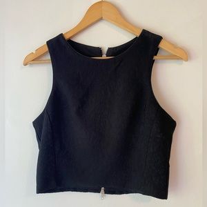 Black Brocade Crop Too